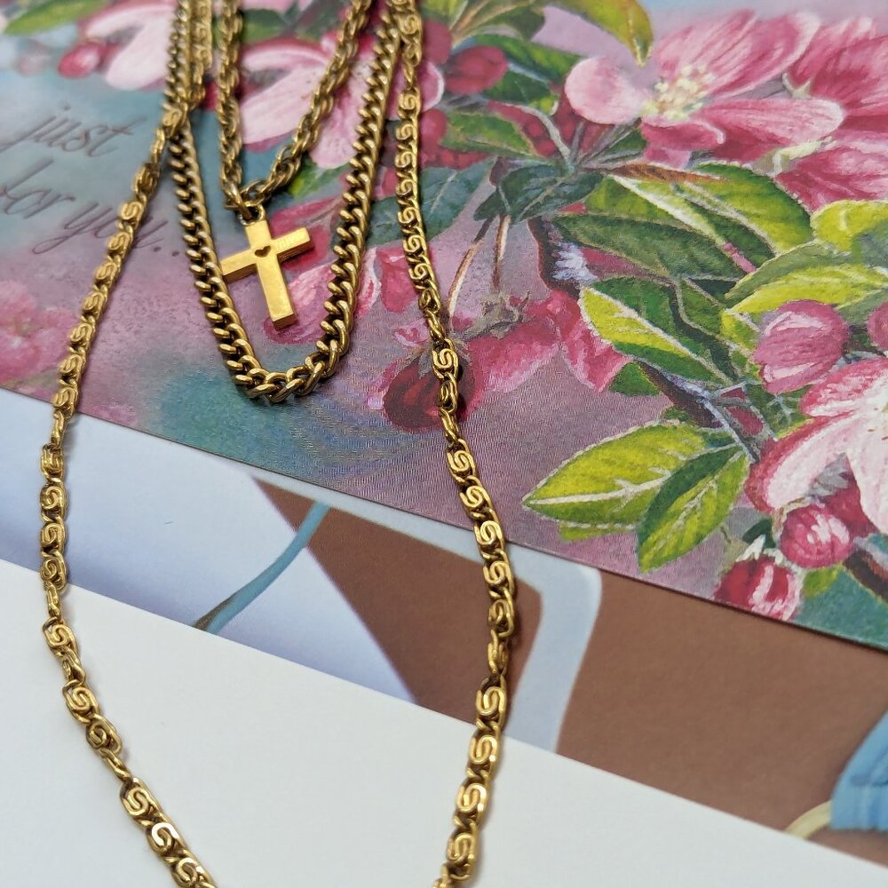 Catholic Christian Cross Mix Chains Strands New Era Look One of this kind 26"